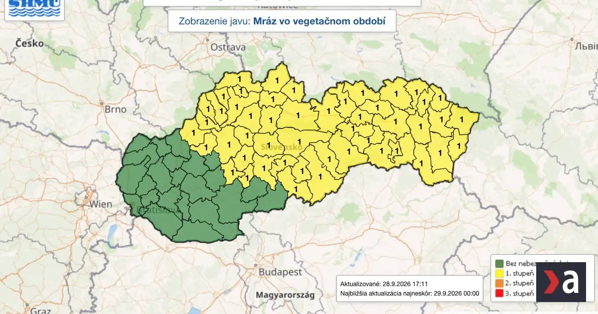 Slovensko čaká slnečný a teplý utorok, pozor na ranný prízemný mráz