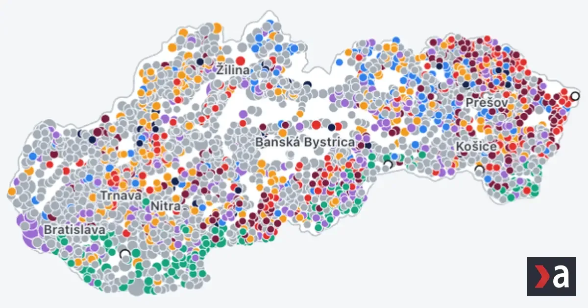 Výsledky komunálnych volieb 2026 na prehľadnej mape